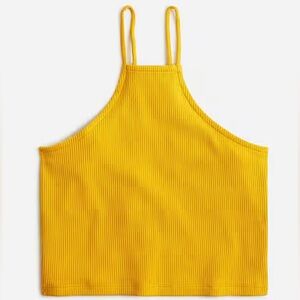 NWT J. Crew Vintage Ribbed Cropped Halter Tank, Bronzed Ochre